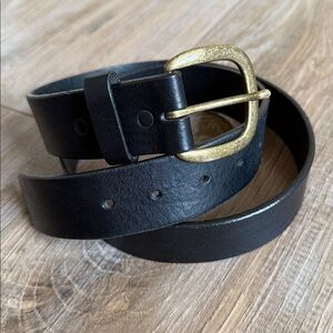 Justin Boots Black Leather Belt with Gold-Tone Buckle
